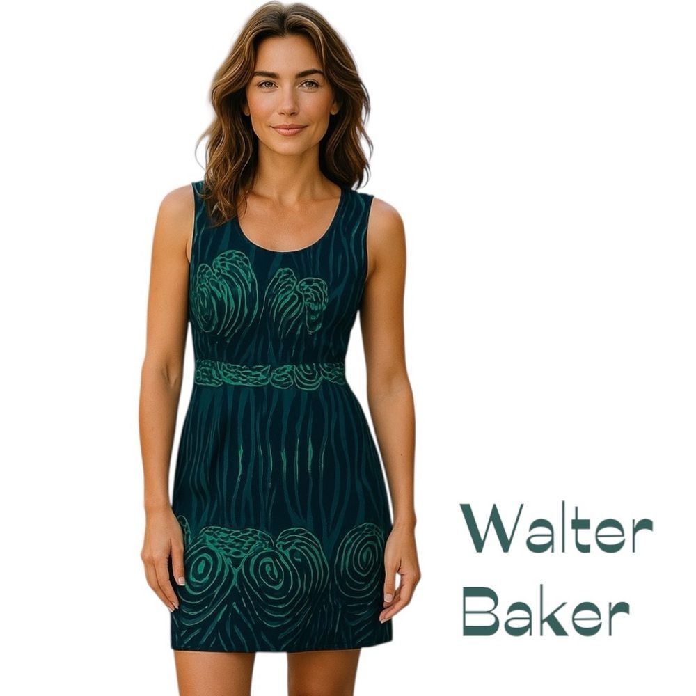 Walter Baker Black Green Sleeveless Dress NWOT Size M CottageCore